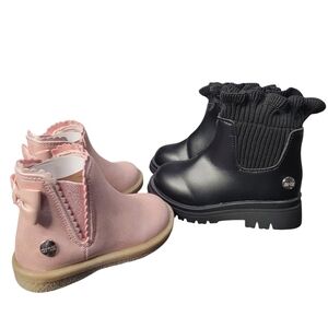 Nicole Miller Pink and Black Boots with Elastic Panels